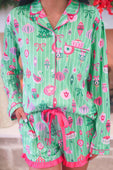 Decked in Ornaments Ruffle Pajama Set - Jess Lea Boutique