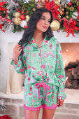 Decked in Ornaments Ruffle Pajama Set - Jess Lea Boutique