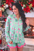 Decked in Ornaments Ruffle Pajama Set - Jess Lea Boutique