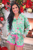 Decked in Ornaments Ruffle Pajama Set - Jess Lea Boutique