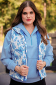 Delilah Puffer Vest- Blue Eternal Blossom - Jess Lea Boutique