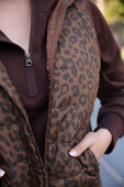 Delilah Puffer Vest- Coco Leopard - Jess Lea Boutique