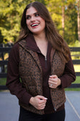 Delilah Puffer Vest- Coco Leopard - Jess Lea Boutique