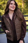 Delilah Puffer Vest- Coco Leopard - Jess Lea Boutique