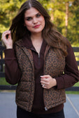 Delilah Puffer Vest- Coco Leopard - Jess Lea Boutique