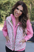Delilah Puffer Vest- Ditzy Floral - Jess Lea Boutique