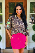 Donna Embroidered Top- Leopard - Jess Lea Boutique