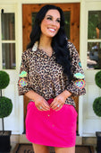 Donna Embroidered Top- Leopard - Jess Lea Boutique