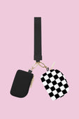 Double Pouch Wristlet- Black/White Checkered - Jess Lea Boutique
