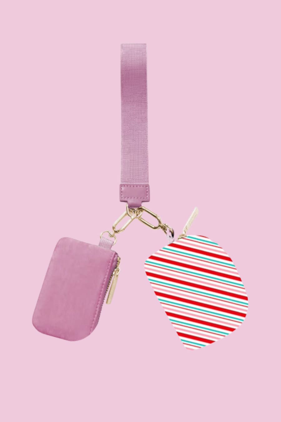 Double Pouch Wristlet- Candy Stripes - Jess Lea Boutique