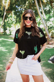 PREORDER-Drinks On Me Sequin Patch Top