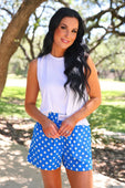 Easy Win Polka Dot Boxer Shorts- Blue - Jess Lea Boutique