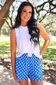 Easy Win Polka Dot Boxer Shorts- Blue - Jess Lea Boutique
