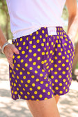 Easy Win Polka Dot Boxer Shorts- Purple - Jess Lea Boutique