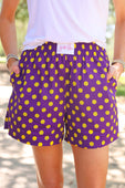 Easy Win Polka Dot Boxer Shorts- Purple - Jess Lea Boutique