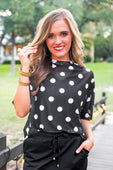 Emma Mesh Tee- After Dark Polka Dot - Jess Lea Boutique
