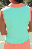 Everyday Polo Tank- Mint/Coral - Jess Lea Boutique