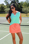 Everyday Polo Tank- Mint/Coral - Jess Lea Boutique