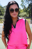 Everyday Polo Tank- Neon Pink Safari Chic - Jess Lea Boutique