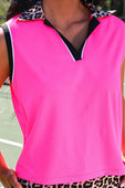 Everyday Polo Tank- Neon Pink Safari Chic - Jess Lea Boutique