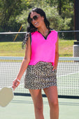Everyday Polo Tank- Neon Pink Safari Chic - Jess Lea Boutique