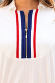 Ezra Textured Zipper Dress- Americana - Jess Lea Boutique