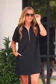 Ezra Textured Zipper Dress- Black - Jess Lea Boutique