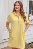 Ezra Textured Zipper Dress- Butter Yellow - Jess Lea Boutique