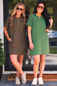 Ezra Textured Zipper Dress- Chocolate - Jess Lea Boutique
