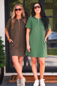 Ezra Textured Zipper Dress- Chocolate - Jess Lea Boutique