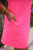 Ezra Textured Zipper Dress- Hot Pink - Jess Lea Boutique