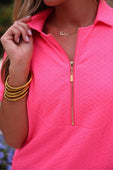 Ezra Textured Zipper Dress- Hot Pink - Jess Lea Boutique