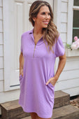 Ezra Textured Zipper Dress Lavender - Jess Lea Boutique