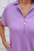 Ezra Textured Zipper Dress Lavender - Jess Lea Boutique