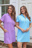Ezra Textured Zipper Dress Lavender - Jess Lea Boutique