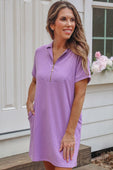 Ezra Textured Zipper Dress Lavender - Jess Lea Boutique
