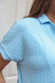 Ezra Textured Zipper Dress Light Blue - Jess Lea Boutique