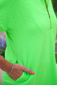 Ezra Textured Zipper Dress- Lime Green - Jess Lea Boutique