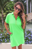 Ezra Textured Zipper Dress- Lime Green - Jess Lea Boutique