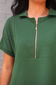 Ezra Textured Zipper Dress- Olive - Jess Lea Boutique