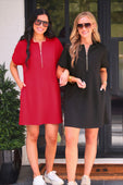 Ezra Textured Zipper Dress- Red - Jess Lea Boutique