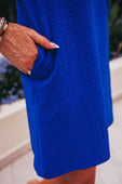 Ezra Textured Zipper Dress- Royal Blue - Jess Lea Boutique