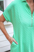 Ezra Textured Zipper Dress- Spearmint - Jess Lea Boutique