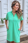 Ezra Textured Zipper Dress- Spearmint - Jess Lea Boutique