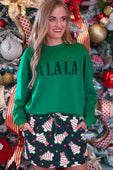 Fa La La Velvet Patch Luxe Pullover - Jess Lea Boutique