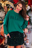 Fa La La Velvet Patch Luxe Pullover - Jess Lea Boutique
