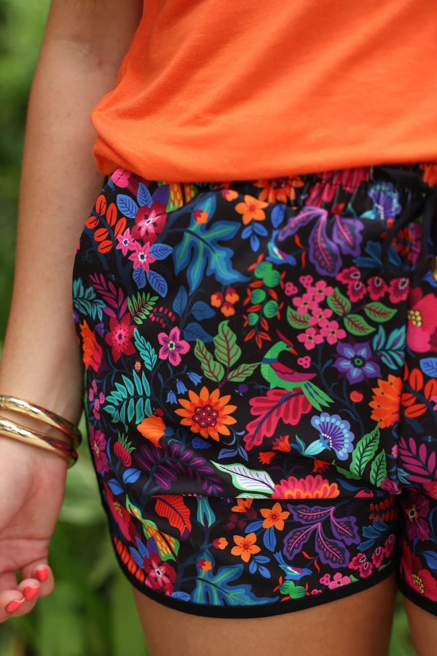 Fiesta Time Floral Everyday Shorts Black - Jess Lea Boutique