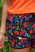 Fiesta Time Floral Everyday Shorts Black - Jess Lea Boutique