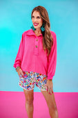 PREORDER-Fiesta Time Floral Drawstring Everyday Shorts, White - Jess Lea Boutique