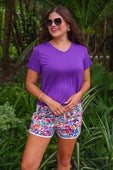 Fiesta Time Floral Everyday Shorts White - Jess Lea Boutique
